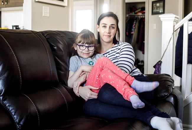 Hailey Hague and her daughter Lily Hague pictured in Edmonton Alta, on Wednesday April 3, 2019. Hailey donated part of her liver to her daughter Lily who was eight-months-old at the time. THE CANADIAN PRESS/Jason Franson