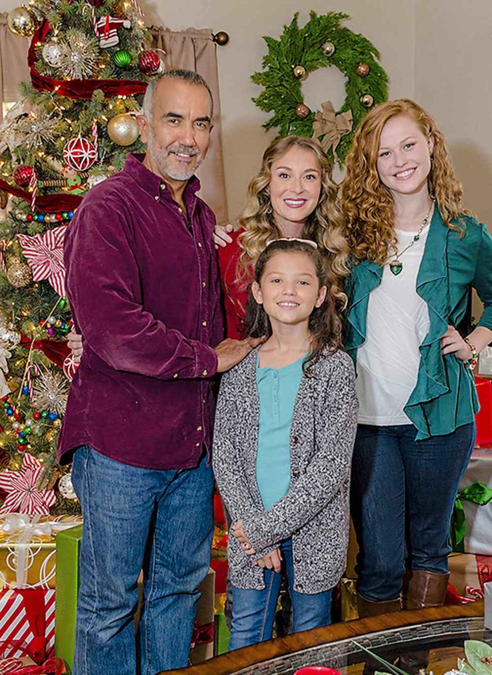 Fredy Hayes / Crown Media United States LLC
Enchanted Christmas stars (back row from left): Carlos and Alexa PenaVega and Madison Hall. (Front row): Jaynee-Lynne Kinchen.