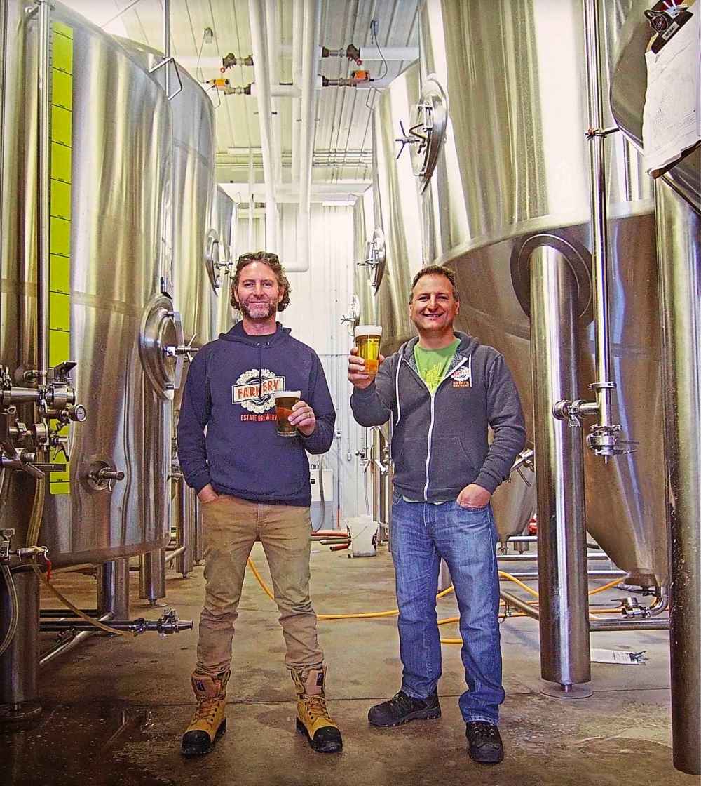 SUPPLIED
Farmery Estate Brewery owners Lawrence Warwaruk, left, and Chris Warwaruk at their brewery in Neepawa, Manitoba.