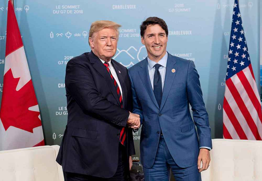 Canada's Prime Minister Justin Trudeau meets with U.S. President Donald Trump at the G7 leaders summit in La Malbaie, Que., on Friday, June 8, 2018. THE CANADIAN PRESS/Justin Tang