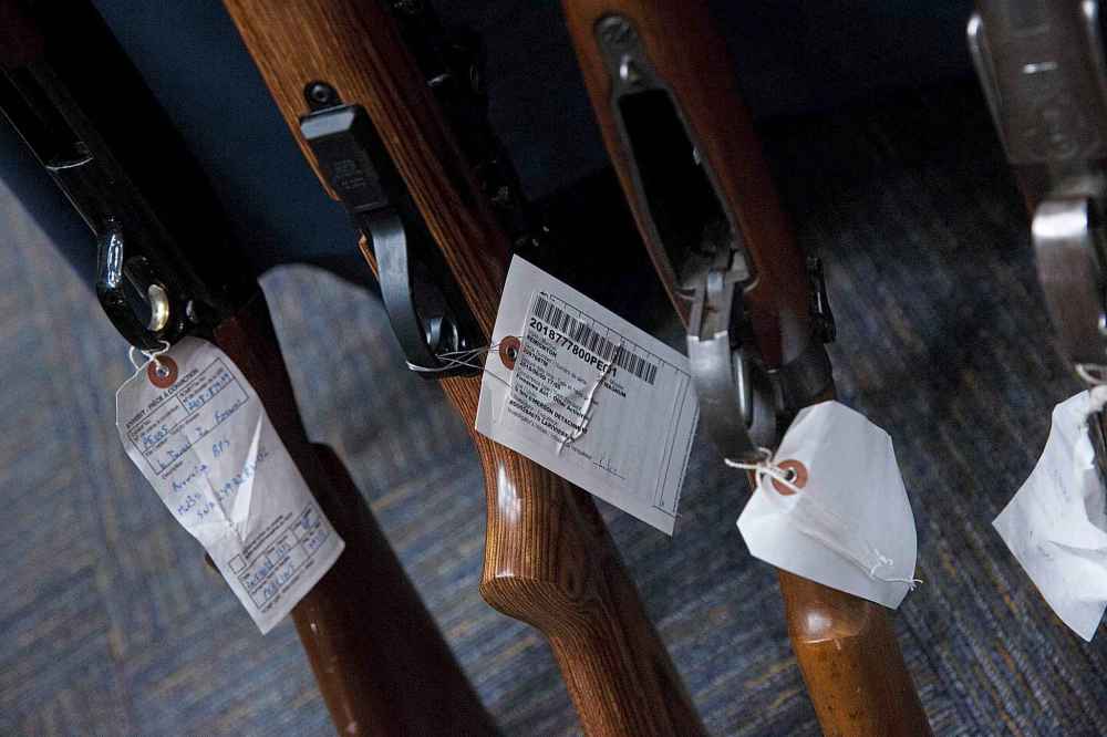 MIKE DEAL / WINNIPEG FREE PRESS
A number of the guns handed over during June’s gun amnesty program were on display at the RCMP “D” Division Headquarters for a wrap-up press conference with Heather Stefanson, Minister of Justice and Attorney General for the Province of Manitoba and RCMP Commanding Officer Assistant Commissioner Scott Kolody, President of the Manitoba Association of Chiefs of Police Tuesday afternoon.
180731 - Tuesday, July 31, 2018.