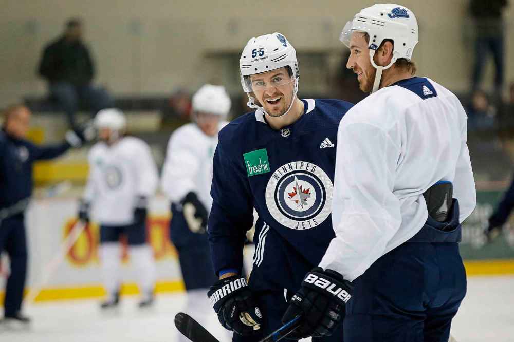 THE CANADIAN PRESS/John Woods
Winnipeg Jets' top two centres Mark Scheifele, left, and Kevin Hayes during practice Monday.