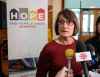 RUTH BONNEVILLE  /  WINNIPEG FREE PRESS 
Lucille Bruce, CEO, End Homelessness Winnipeg, talks to the media after her organization celebrates its transition to becoming an Indigenous organization and launches its 5-Year Plan at Thunderbird House Monday.