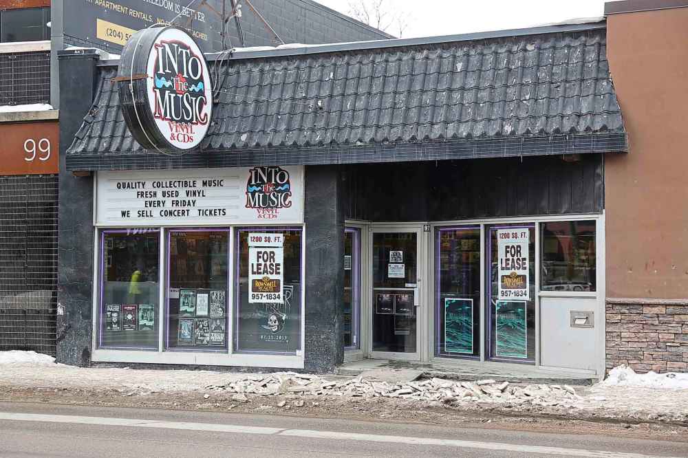 MIKE DEAL / WINNIPEG FREE PRESS
The space that Into the Music occupies in Osborne Village is up for lease.