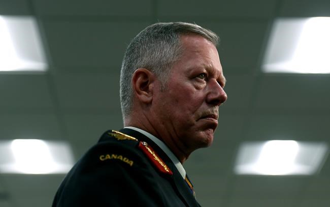 Chief of the Defence Staff Gen. Jonathan Vance speaks to reporters after a change of command ceremony in Ottawa on Thursday, Aug. 22, 2019. THE CANADIAN PRESS/Justin Tang