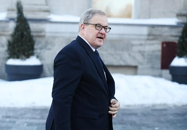 Lawrence MacAulay arrives at a swearing in ceremony at Rideau Hall in Ottawa on Friday, March 1, 2019. THE CANADIAN PRESS/Justin Tang