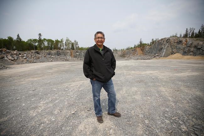 Chief Erwin Redsky of Shoal Lake 40 First Nation is photographed at the Freedom Road quarry on Thursday, May 30, 2019. Shoal Lake is celebrating this week the completion of the 24 km road which they have called Freedom Road. It gives them land access to the Trans Canada Highway. THE CANADIAN PRESS/John Woods