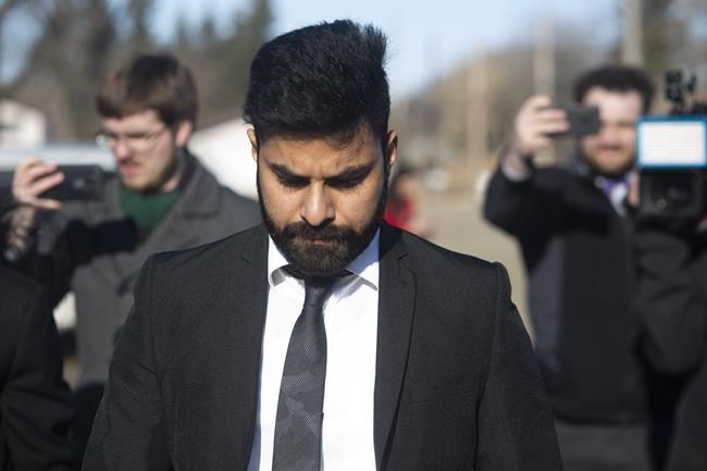 Jaskirat Singh Sidhu arrives for his sentencing hearing in Melfort, Sask., Friday, March, 22, 2019. THE CANADIAN PRESS/Kayle Neis