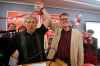 JOHN WOODS / WINNIPEG FREE PRESS
Dan Vandal, Liberal MP, and Dougald Lamont, leader of the Manitoba Liberal Party, celebrate Lamont's win in the St. Boniface by-election in Winnipeg Tuesday.