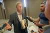 JOE BRYKSA / WINNIPEG FREE PRESS
Mike Moore, president of the Manitoba Home Builders Association comments after meeting where development industry reps were briefed at the St. James Civic Centre Auditorium.