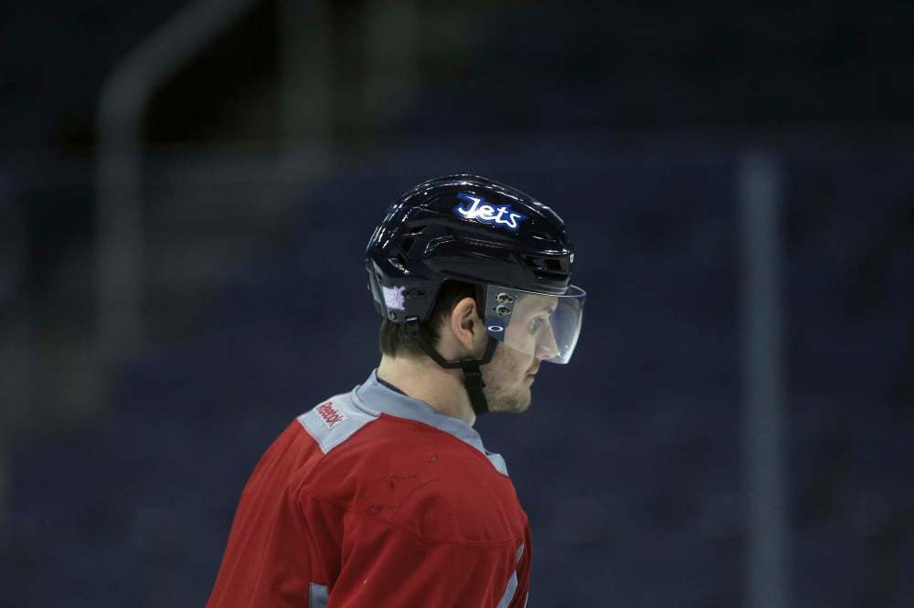 JOE BRYKSA / WINNIPEG FREE PRESS
Winnipeg Jets Jacob Trouba returns to the ice at MTS Centre after missing 13 games,