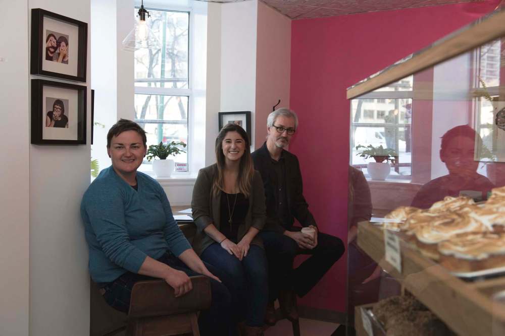 Oh Doughnuts' Amanda Kinden (from left) and HTFC's Rachelle Kirouac and glen Manning. (David Moder Photography)