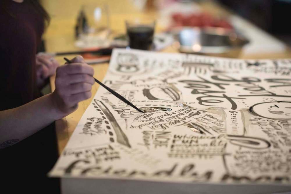 For each session, artist Kal Barteski creates a piece of work that features key ideas arising from the discussion.