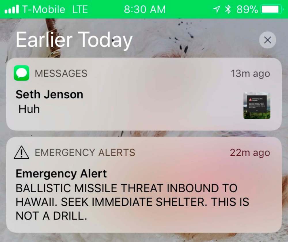 Marco Garcia / The Associated Press
This smartphone screen capture shows a false incoming ballistic missile emergency alert sent from the Hawaii Emergency Management Agency system on Saturday, Jan. 13, 2018.