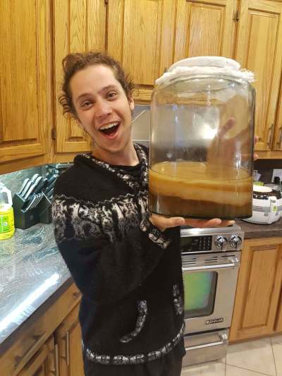Supplied photo
Ryan Maione shows off the SCOBY (symbiotic culture of bacteria and yeast) he uses to brew kombucha at home.