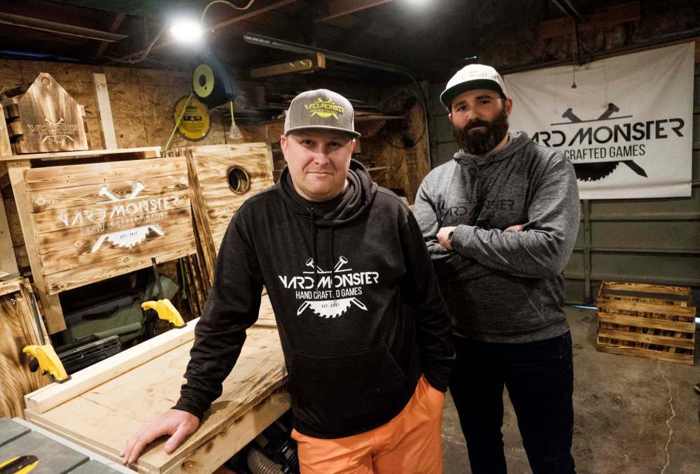 Daniel Crump / Winnipeg Free press
Ashley Nichol (left) and Steve Wesseling (right) are founders of Yard Monster Handcrafted Games.