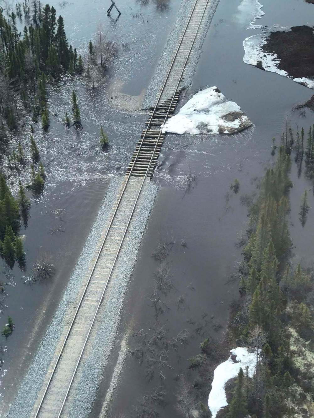 OMNITRAX / THE CANADIAN PRESS FILES
The Hudson Bay Railway suspended trips to Churchill after the tracks were washed out in several places on May 23, 2017.