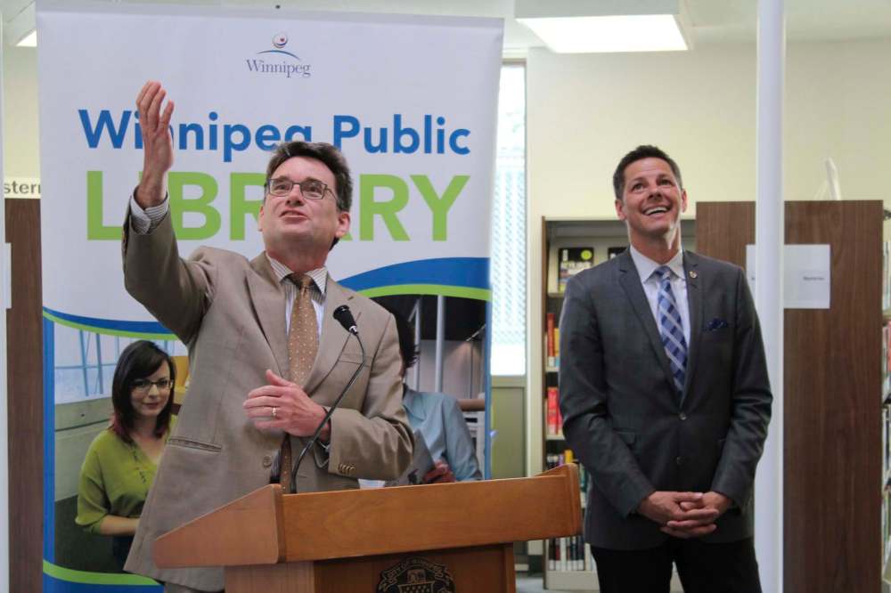 MAGGIE MACINTOSH / WINNIPEG FREE PRESS
Coun. Brian Mayes at the St. Vital Library reopening.