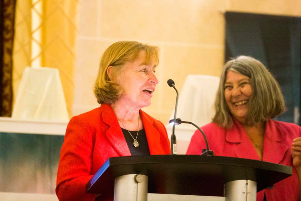 Ellen Oberlander and Trish Smerchanski, the co-chairs of the School of Contemporary Dancers' Board of Directors, were honoured as Outstanding Volunteers. (MIKAELA MACKENZIE / WINNIPEG FREE PRESS)