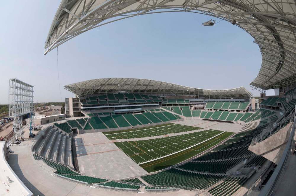 Regina and the province of Saskatchewan are on the hook for $153 million of the $278-million cost to build Mosaic Stadium, which opened last year. (Michael Bell / The Canadian Press Files)