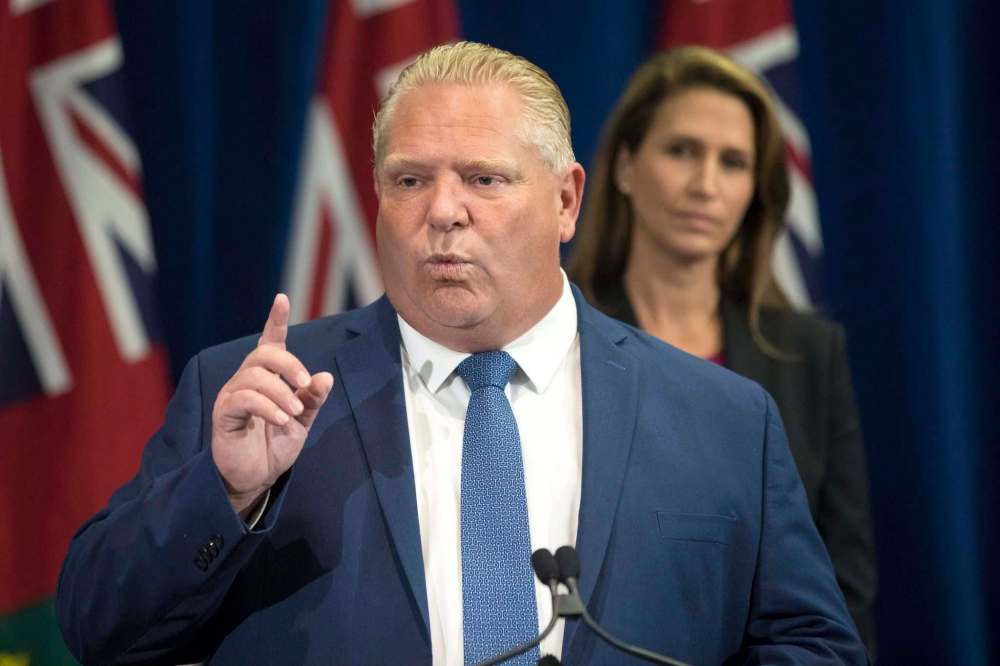 Ontario Premier Doug Ford evaded questions about his government’s response to a recent spate of gun violence by having staffers drown out media questions with staged applause. (Chris Young / Canadian Press files)