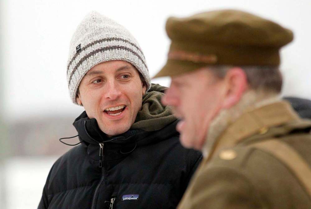 PHIL HOSSACK / WINNIPEG FREE PRESS
Director Leo Scherman (left) on the set of Trench 11 near Anola.