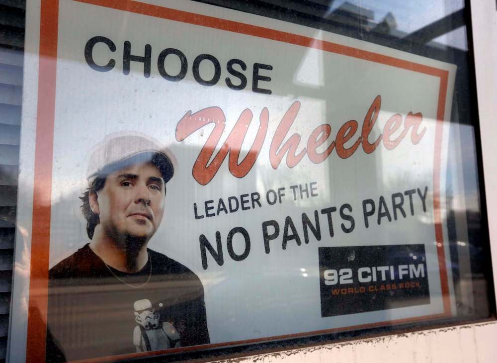 WAYNE GLOWACKI / WINNIPEG FREE PRESS FILES
A Dave Wheeler radio promotional sign at 92.1 CITI FM in 2016, when protesters demonstrated against comments he made in 2016.