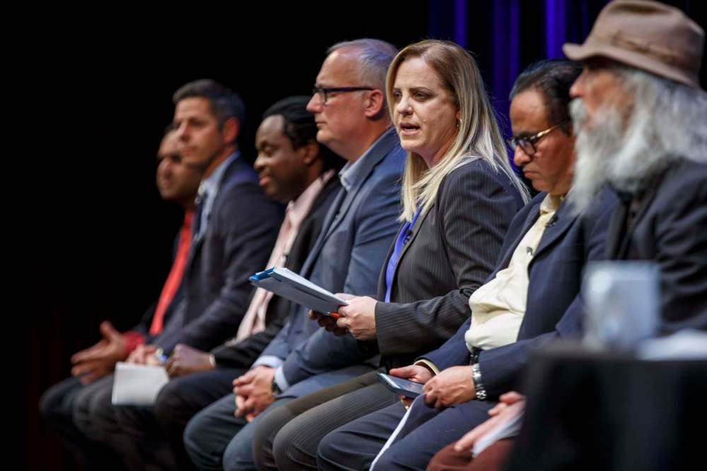 MIKE DEAL / WINNIPEG FREE PRESS
Jenny Motkaluk at Thursday’s mayoral forum.