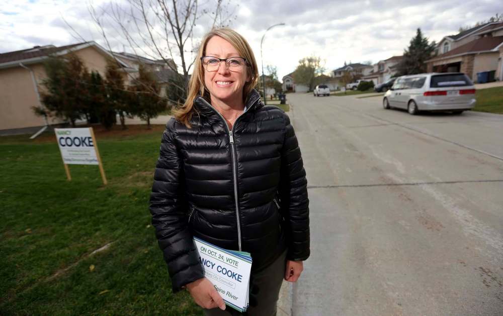 TREVOR HAGAN / WINNIPEG FREE PRESS
Nancy Cooke, running in St. Norbert-Seine River, said diversity hasn't been an issue on people's doorsteps, with voters more concerned about tackling pressing issues.