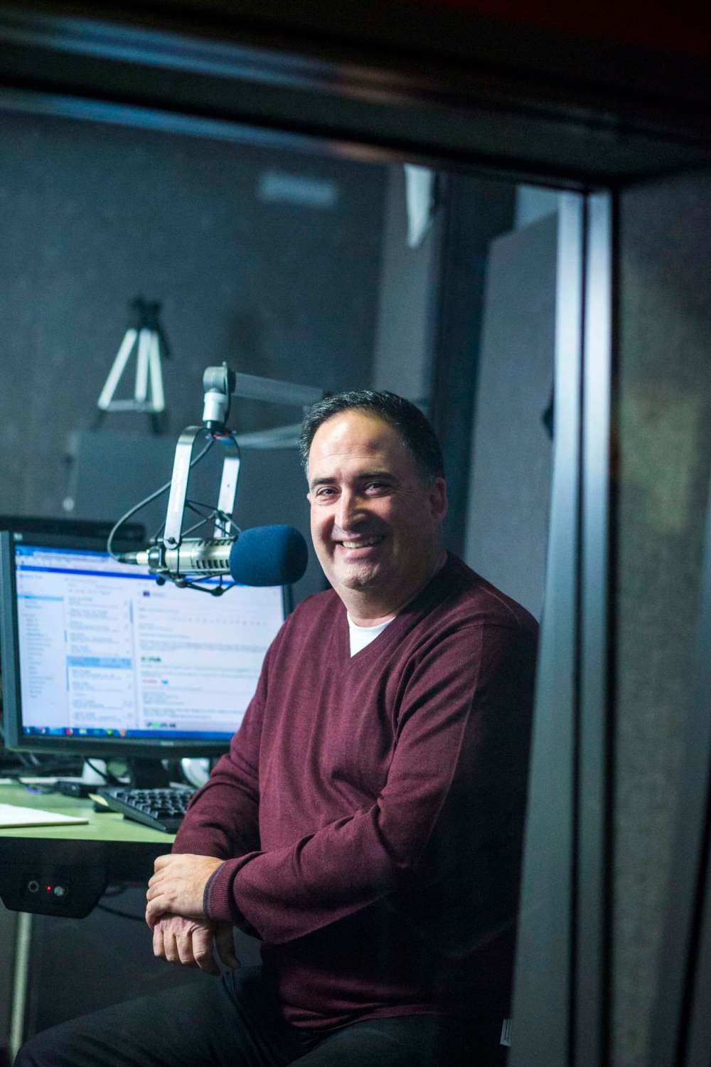 Radio personality Joe Aiello in the Power 97 studio. 'At this point in my career, it's all about having fun. I don't feel any pressure because I know it's going to end one day.' (Photos by Mikaela MacKenzie / Winnipeg Free Press)