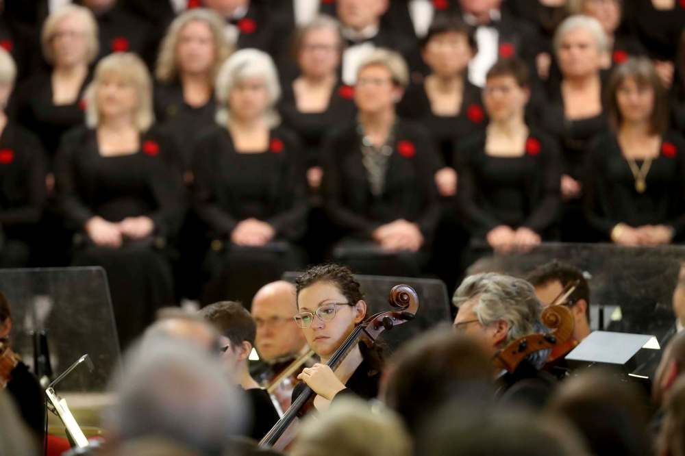 TREVOR HAGAN / WINNIPEG FREE PRESS
Conductor, Yuri Klaz, leading the Winnipeg Philharmonic Choir with the Winnipeg Symphony Orchestra, during a concert at the St.Boniface Cathedral, Sunday, November 11, 2018.