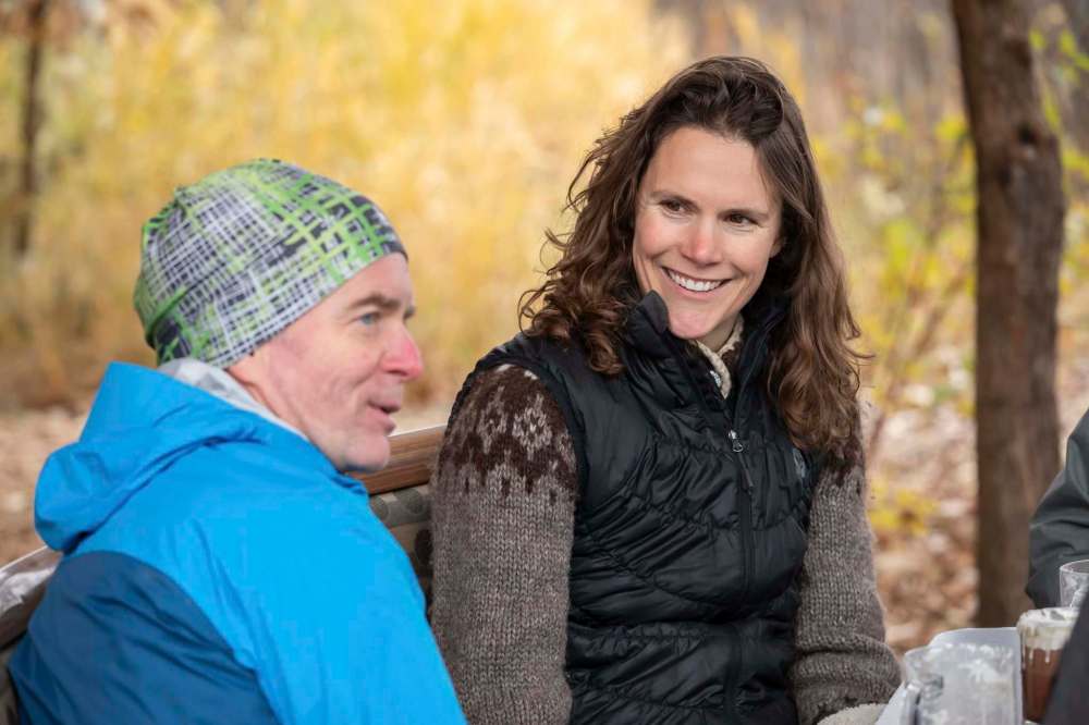 Elly Bonny, principal at HTFC Planning and Design, and Dennis Cunningham, president of the board at the Riverview Community Centre. (Lindsay Reid photo)