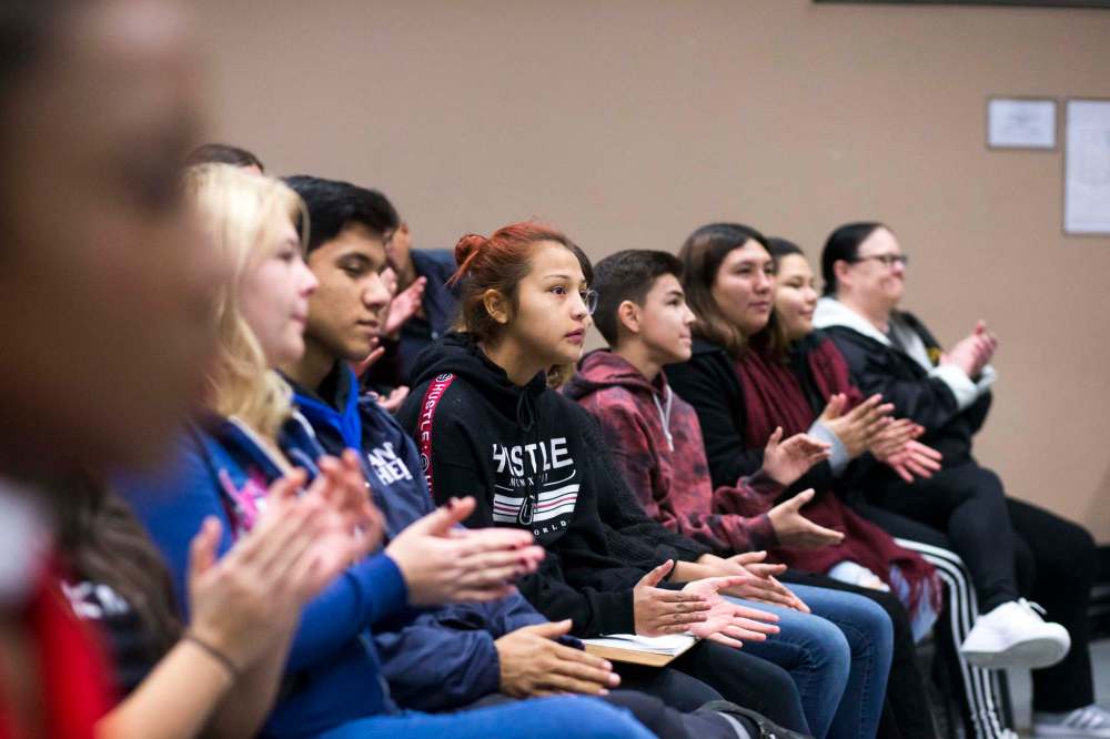 The Build From Within program is announced at St. John's High School in Winnipeg on Tuesday. A provincewide need for more Indigenous educators was identified in the Manitoba auditor general’s 2016 report. (Mikaela MacKenzie / Winnipeg Free Press)