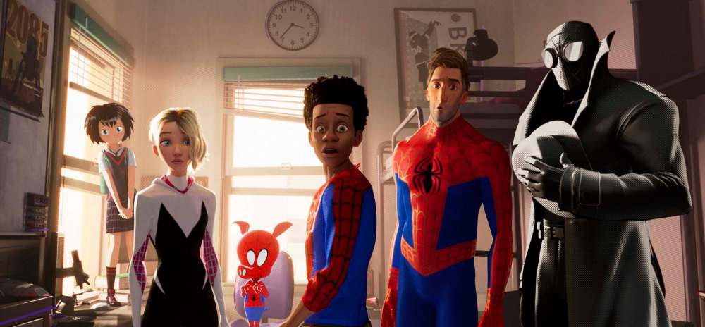 Sony Pictures Animation
Their all part of the Spider-Verse (from left): Peni, Spider-Gwen, Spider-Ham, Miles Morales, Peter Parker, and Spider-Man Noir.