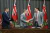 Winnipeg Mayor Brian Bowman (from left), Manitoba Health Minister Cameron Friesen and Winnipeg Centre MP Robert-Falcon Ouellette announced the formation Tuesday of a tri-level task force to deal with illicit drugs and the province's meth crisis. (Mike Deal / Winnipeg Free Press)