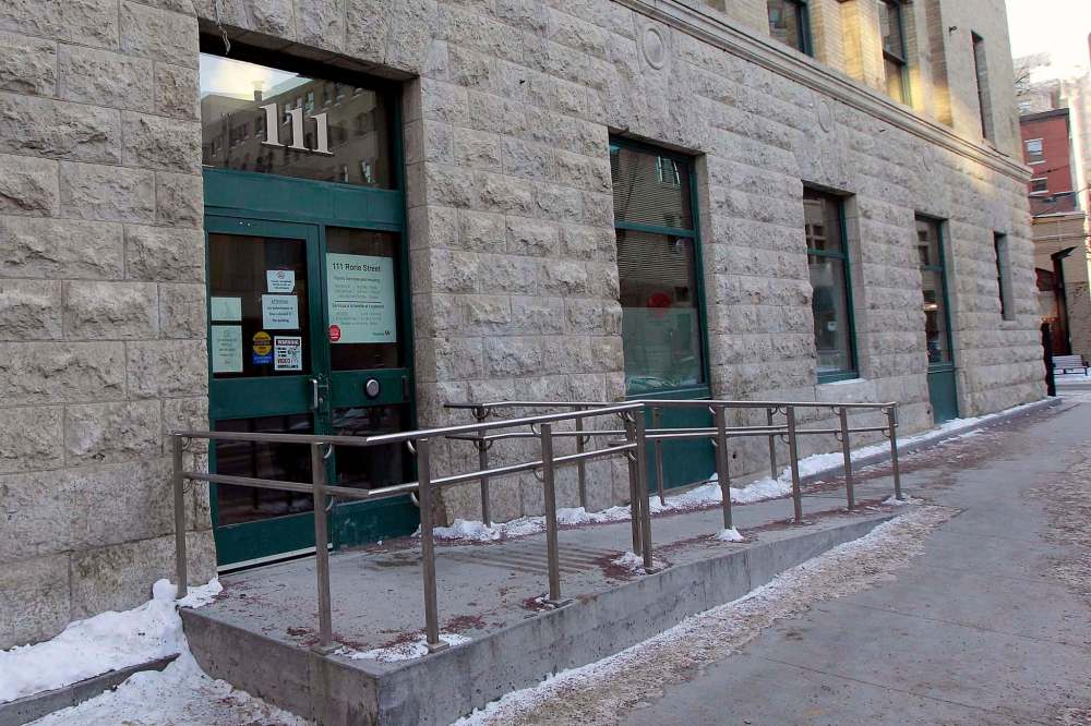PHIL HOSSACK / WINNIPEG FREE PRESS
A 47-year-old man is accused of jumping the counter at the Rorie Street welfare office on Monday, bypassing a protective barrier, and stabbing a guard.