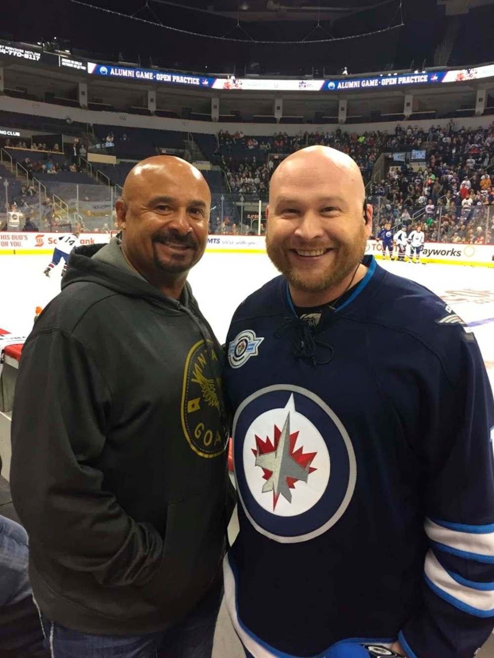 SUPPLIED
Richardson with Edmonton Oilers goaltending great Grant Fuhr during the week leading up to the Heritage Classic game in 2016.
