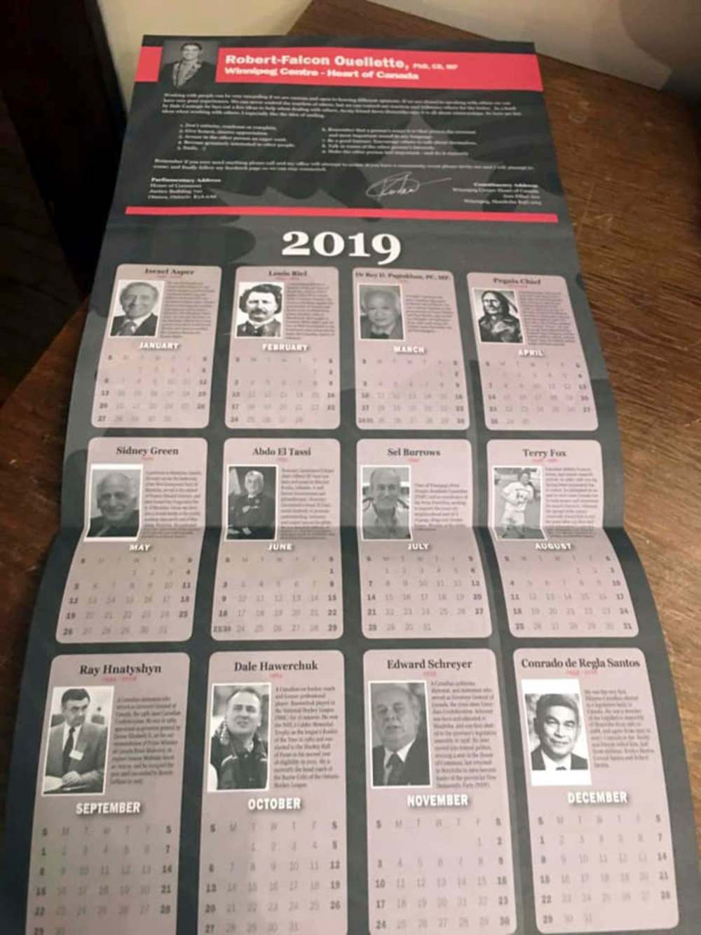(Facebook photo)
The flyer included 12 local men, including the late businessman Israel Asper, Chief Peguis, Terry Fox and politicians of Filipino origin.