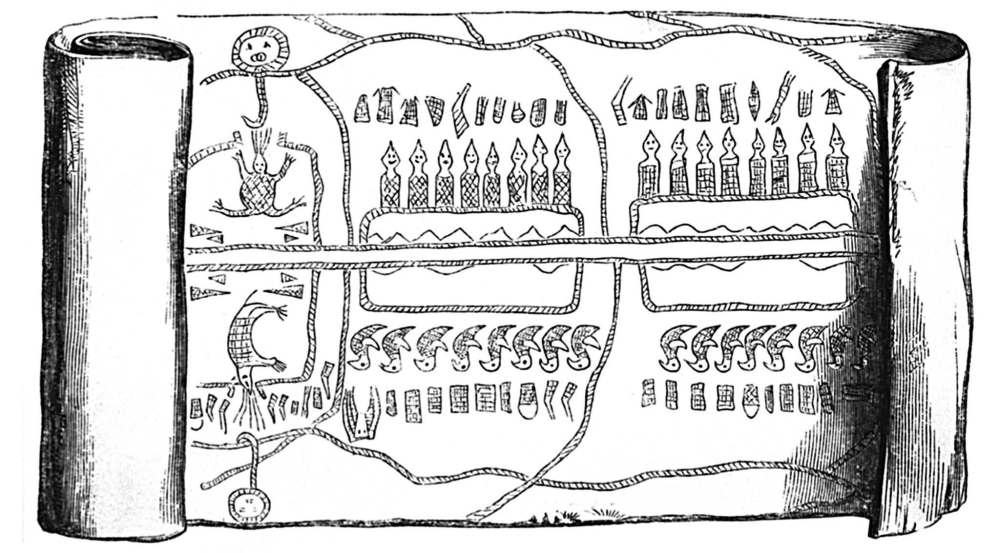 Reproduction of Wetus' scroll, given to missionaries in April 1847 in what is now known as The Pas.