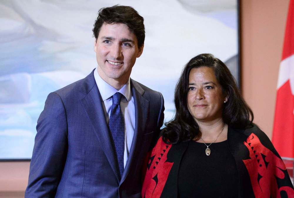 THE CANADIAN PRESS/Sean Kilpatrick
Prime Minister Justin Trudeau and former justice minister Jody Wilson-Raybould at a swearing in ceremony at Rideau Hall in Ottawa.