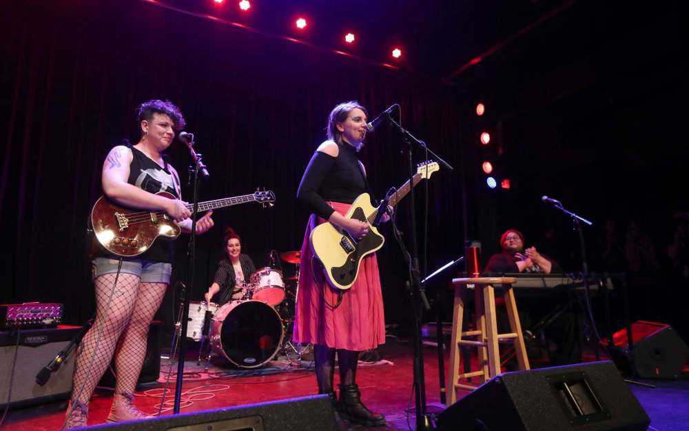 Van Pelt, from left: Merrill Grant (bass), Zoratti (drums), Lasha Mowchun (guitar) and Marie Christian (keys). (Trevor Hagan / Winnipeg Free Press)