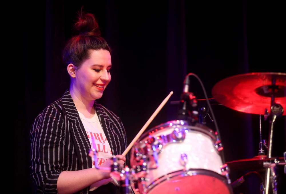 After two days or learning and rehearsals, it’s showtime for drummer Zoratti. (Trevor Hagan / Winnipeg Free Press)