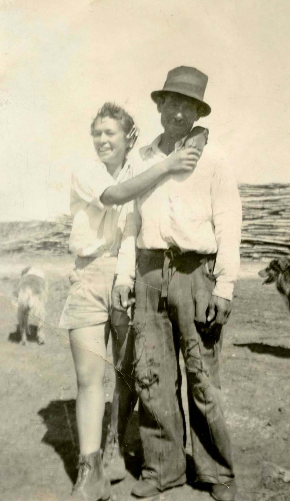 Herdy in the late 1950s with father George Herdy on their family farm in West St. Paul.