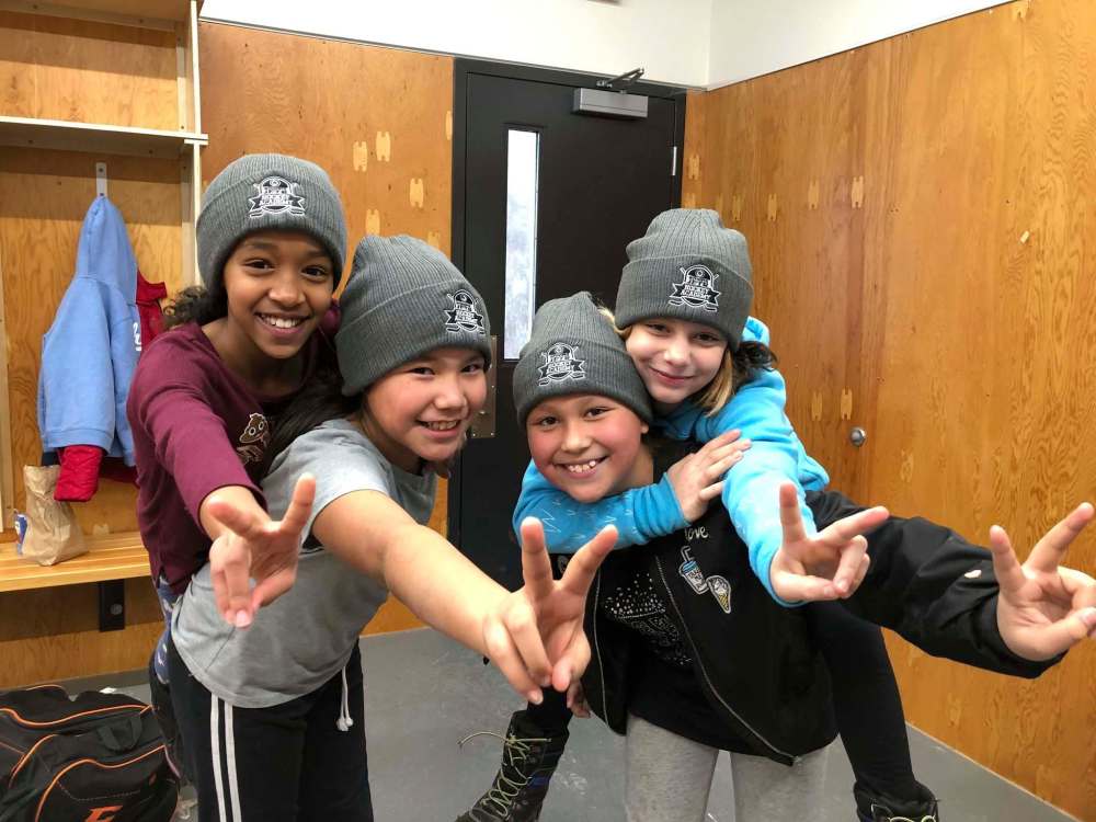SUPPLIED
Winnipeg Jets Hockey Academy students Left to Right: Kwaella, Shyla, Halle and Rahaf from WJHA Atom Girls.