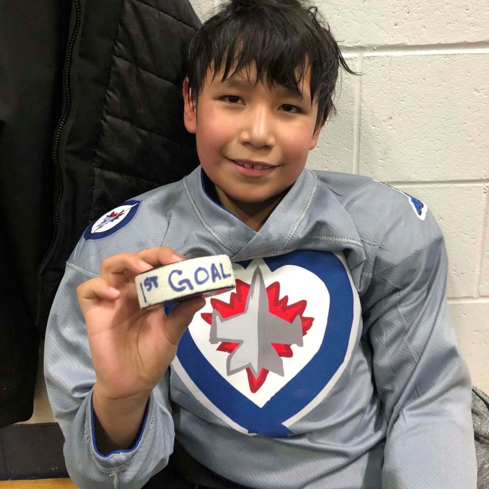 SUPPLIED
Winnipeg Jets Hockey Academy student Chace from the WJHA Atom Boys team scored his first WJHA goal.