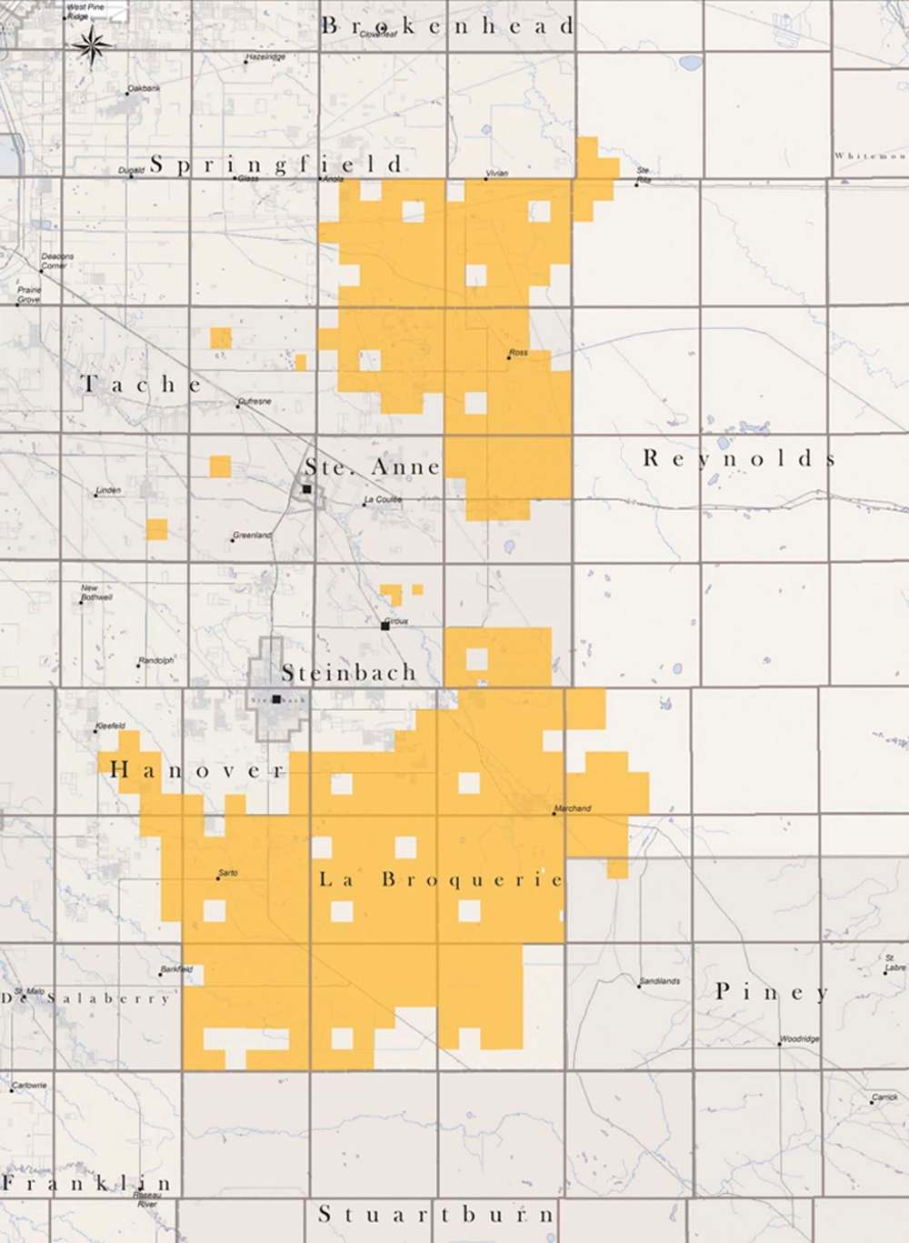 PROVINCE OF MANITOBA
Mineral claims made near Steinbach in 2017.