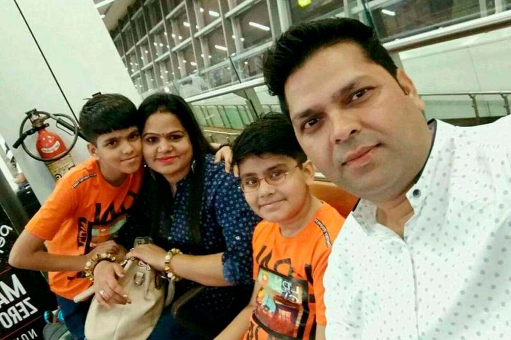 Gofundme
Ram Nivash Misra (right) and Anupam Tripathi are pictured with their sons Shreyaan (left) and Aaram. The elder Misra and Aaram both died following an incident at an indoor pool on Sunday.