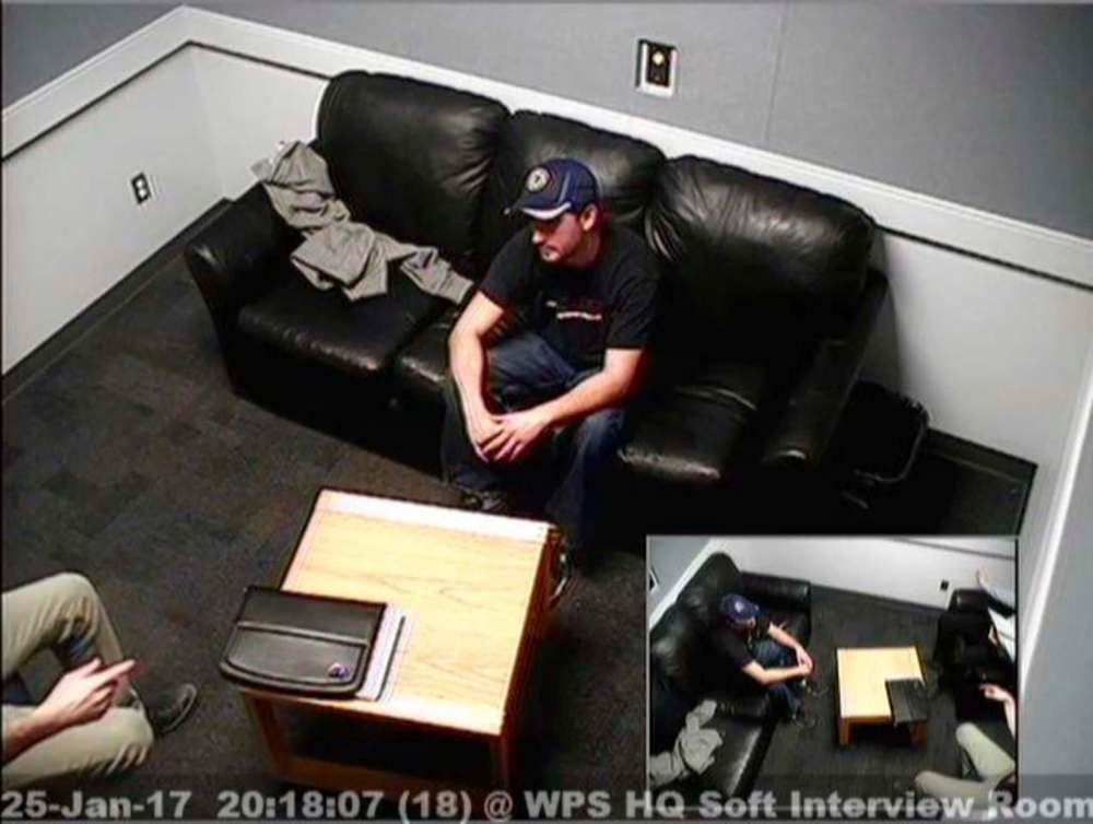 Supplied
Winnipeg Police interrogate Brett Overby on January 25, 2017, about the disappearance of Christine Wood.The video was released in court and made available to media Tuesday, April 30, 2019, during Overby’s murder trial.