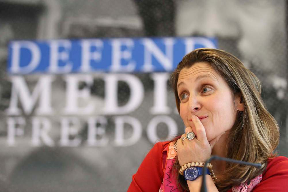 Canada's Foreign Affairs Minister Chrystia Freeland said tech firms have similarities to monopolies that were broken up a century ago. (David Vincent / The Canadian Press files)