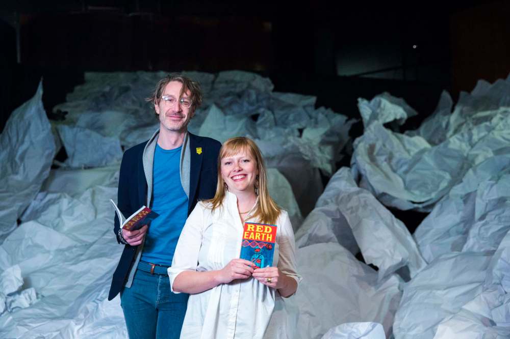 Collaborators GMB Chomichuk (left) and Andraea Sartison on the set of Red Earth. (Mikaela MacKenzie / Winnipeg Free Press)